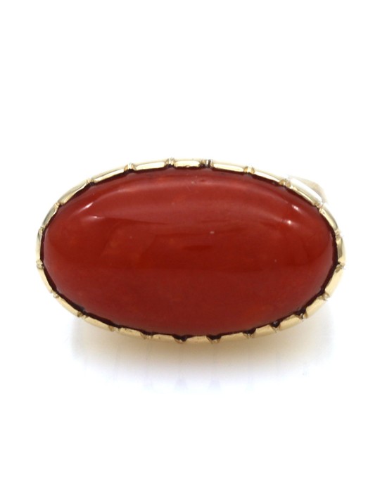 Elias Red Coral Cabochon Ring